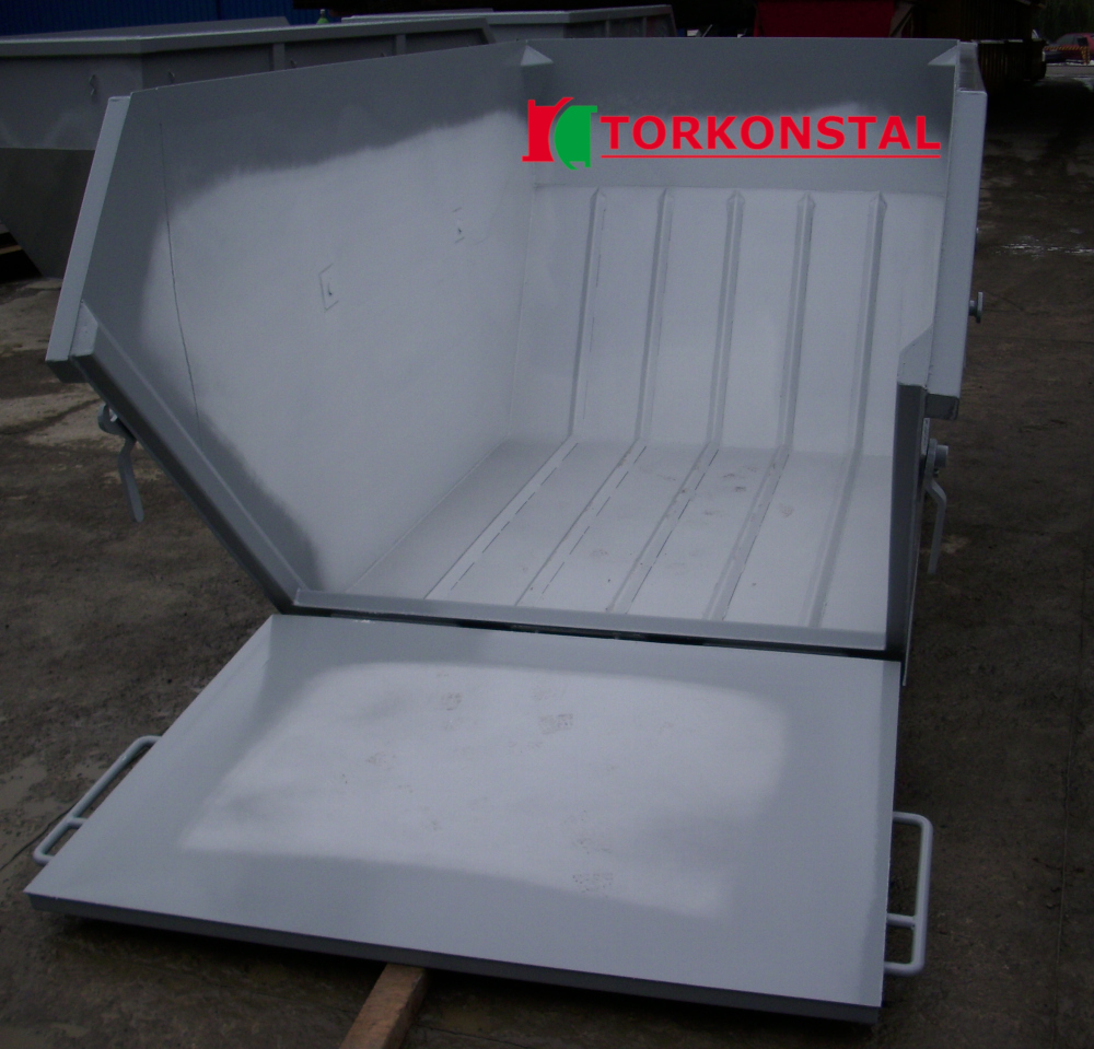 Skip open top with foldable front wall